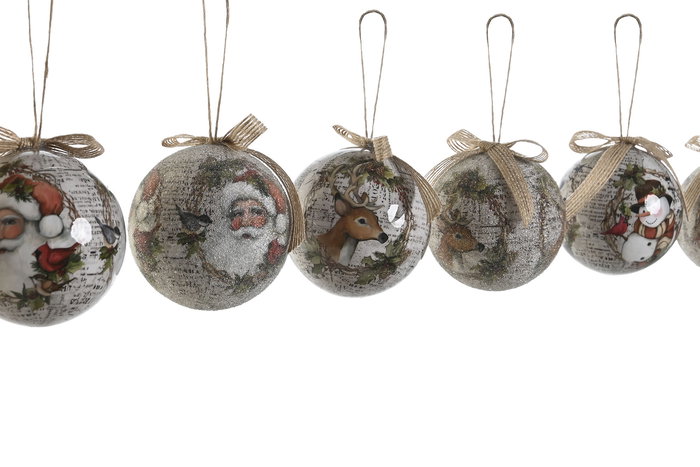 DKD Home Decor Bola Decoración Navidad Tradicional Beige Rojo Papa Noel Set 14 Piezas 25x25x16 cm