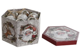 DKD Home Decor Bola Decoración Navidad Tradicional Beige Rojo Papa Noel Set 14 Piezas 25x25x16 cm