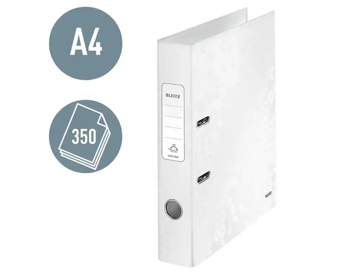 Leitz Archivador de palanca WOW Cartón forrado Tamaño DIN A4 50 mm Blanco