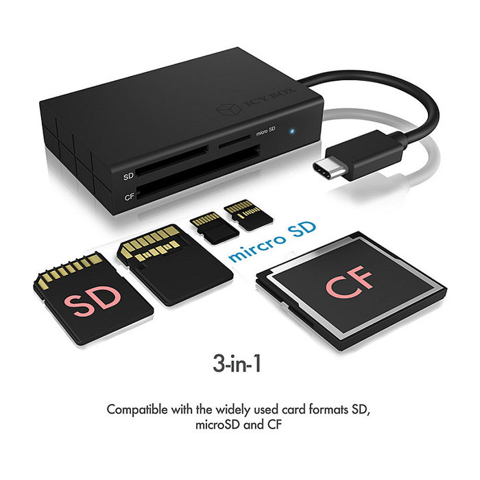 ICY BOX IB-CR401-C3 Lector de tarjetas USB Type-C SD/microSD/CF ICY BOX IB-CR401-C3 Lector de tarjetas USB Type-C SD/microSD/CF