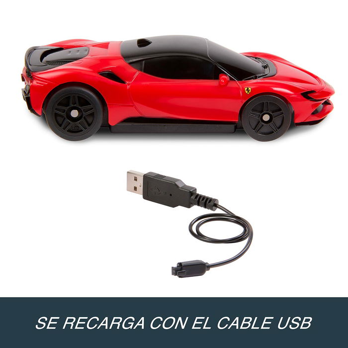 Hot Wheels Radio Control Ferrari SF90 Stradale Assetto Fiorano 1:64 JGD09 - Coche Teledirigido con Mando 2.4GHz para Carreras y Acrobacias