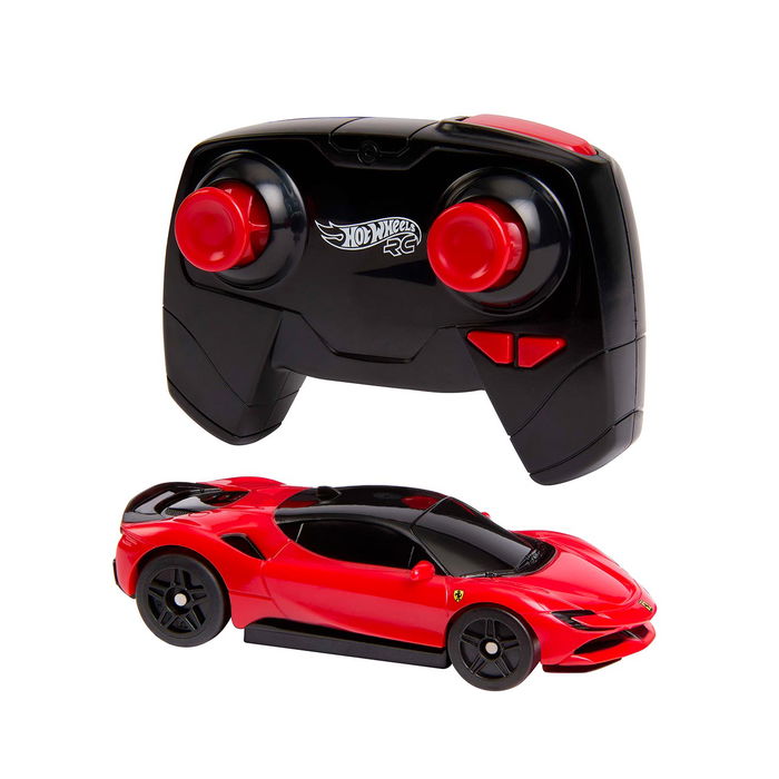 Hot Wheels Radio Control Ferrari SF90 Stradale Assetto Fiorano 1:64 JGD09 - Coche Teledirigido con Mando 2.4GHz para Carreras y Acrobacias