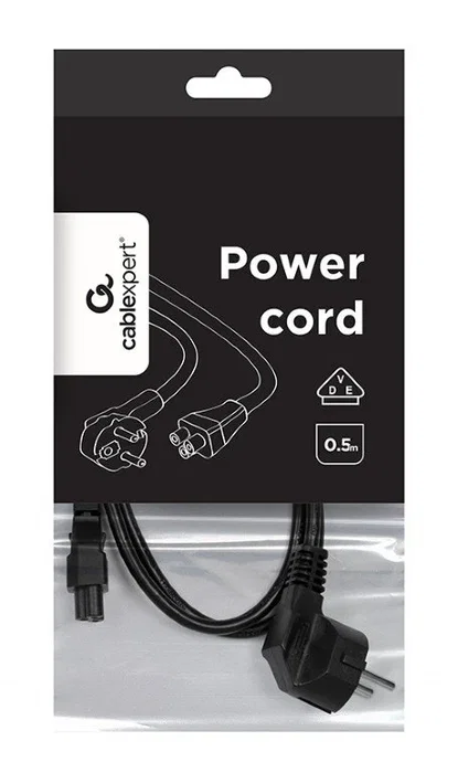 Gembird Cable de Alimentación CEE 7/7 a C5, 0,5 m, Negro
