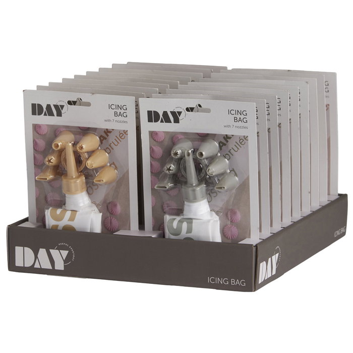 Day Manga Pastelera Con 7 Boquillas y Conectores de EVA y Plástico PP, Colores Surtidos 20x35 cm