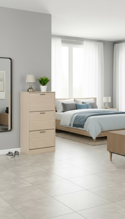Inde Mueble Zapatero con 3 Niveles, Organizador de Calzado, Estructura Slat Moblekit Inde Mueble Zapatero con 3 Niveles, Organizador de Calzado, Estructura Slat Moblekit