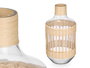 Giftdecor Botella Vidrio Grande Rattan Transparente Natural 18x34x18cm (Set de 4)