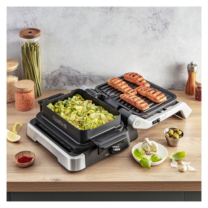 Tefal OptiGrill 4in1 Parrilla de Contacto Eléctrica, Modelo GC774D10, Color Plata