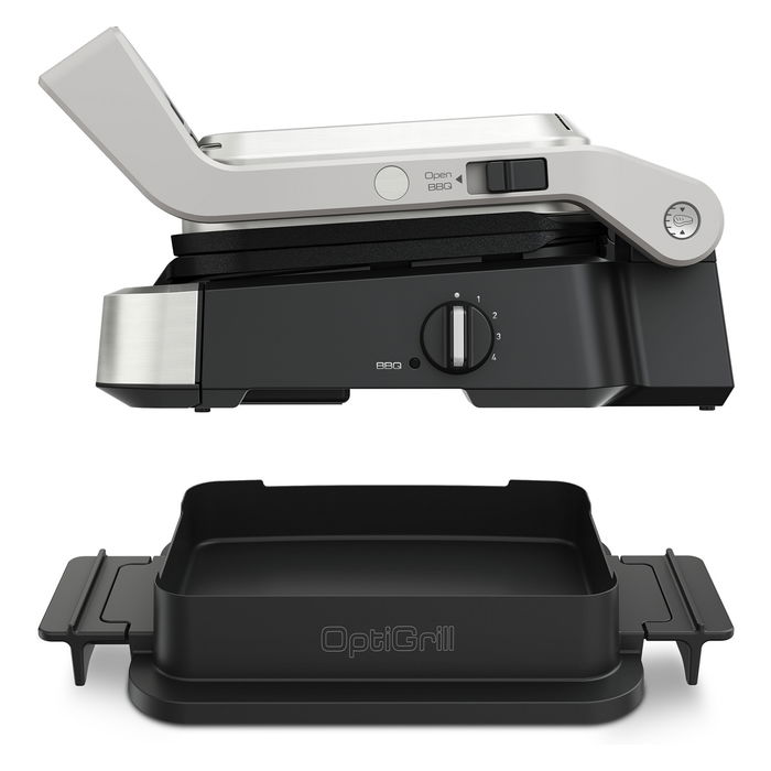Tefal OptiGrill 4in1 Parrilla de Contacto Eléctrica, Modelo GC774D10, Color Plata