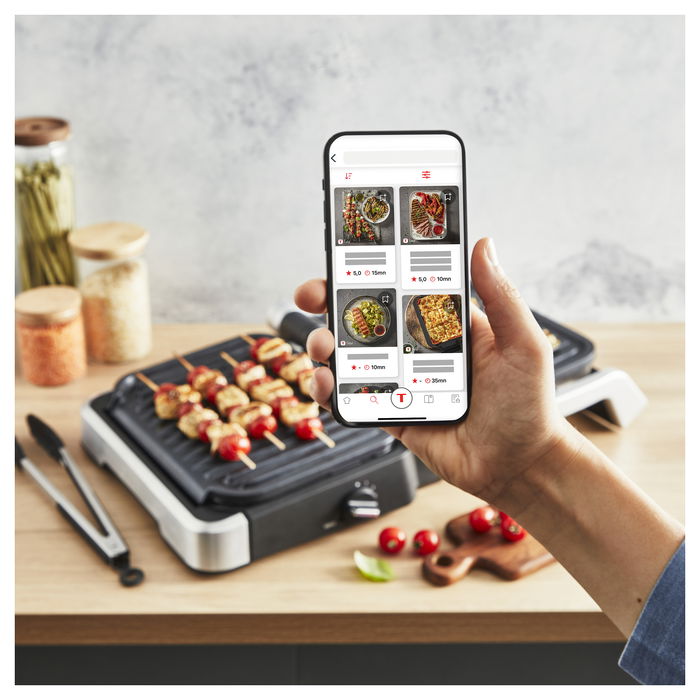 Tefal OptiGrill 4in1 Parrilla de Contacto Eléctrica, Modelo GC774D10, Color Plata