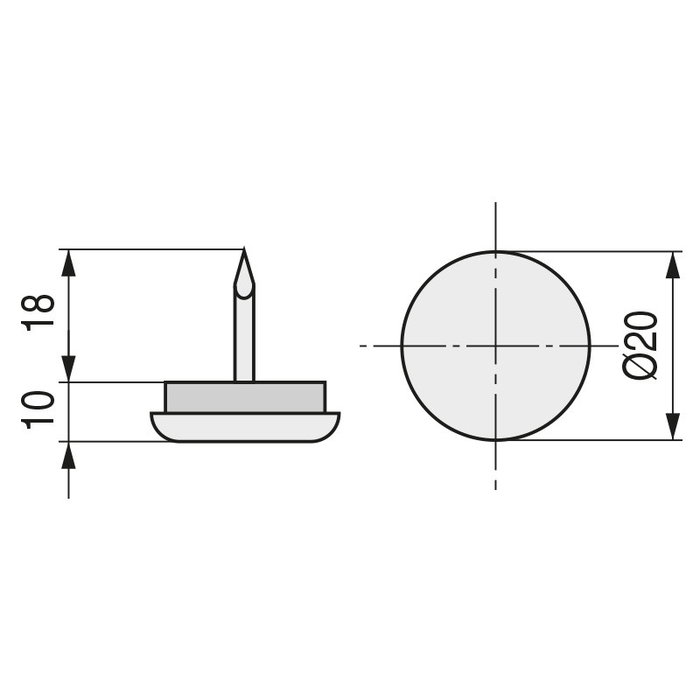 ALK System Quitarruido Hierro Niquel 20mm Punta Metálica para Muebles Protección y Amortiguación Paquete 200 Unidades
