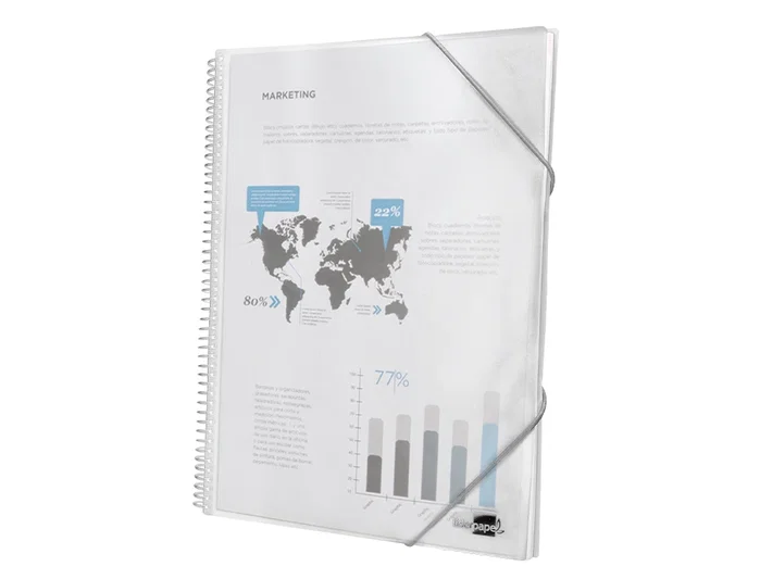 Liderpapel Carpeta escaparate con espiral 20 fundas polipropileno DIN A4 transparente
