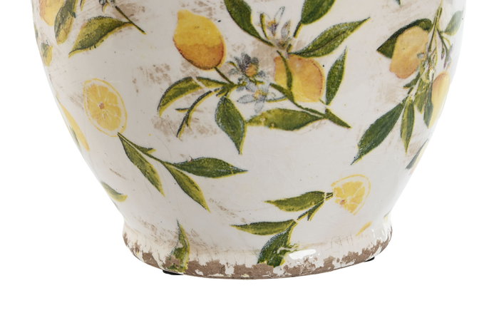 DKD Home Decor Jarrón de Gres Limones Amarillo