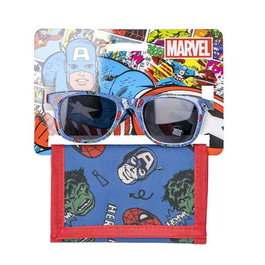 Avengers Gafas de Sol y Cartera para Niño, Set de Accesorios Infantil Marvel, Tamaño 15 x 18 x 2 cm, Edad 3-8 años