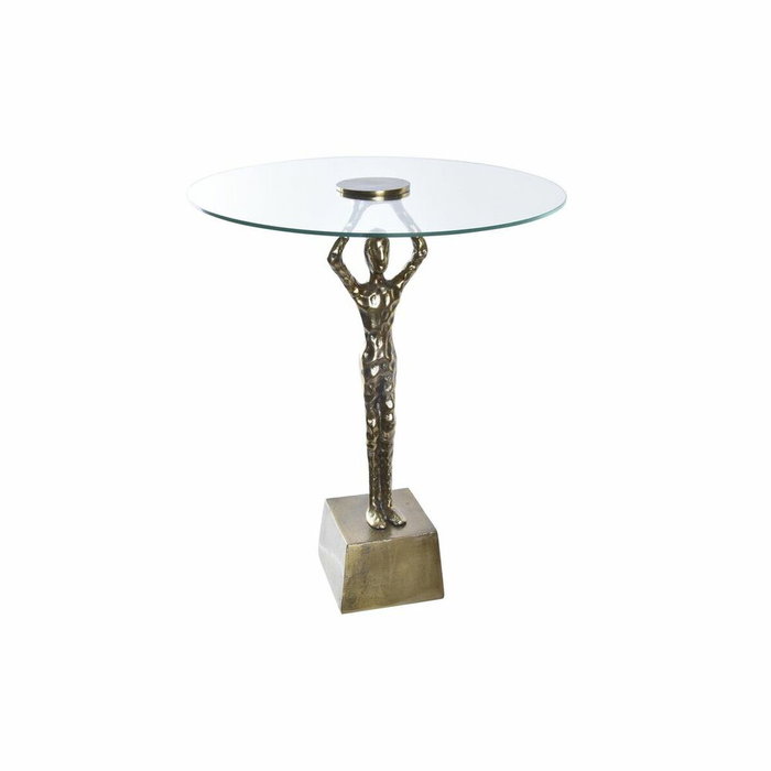 DKD Home Decor Mesita Auxiliar Dorada Aluminio y Cristal 46 x 57 x 46 cm DKD Home Decor Mesita Auxiliar Dorada Aluminio y Cristal 46 x 57 x 46 cm