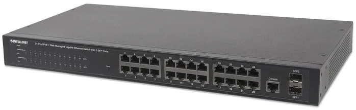 Intellinet 560559 Switch Gigabit Ethernet de 24 puertos PoE+ y 2 puertos SFP Intellinet 560559 Switch Gigabit Ethernet de 24 puertos PoE+ y 2 puertos SFP