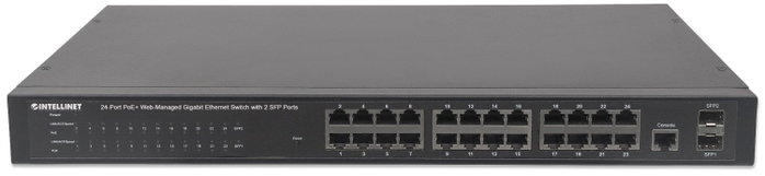 Intellinet 560559 Switch Gigabit Ethernet de 24 puertos PoE+ y 2 puertos SFP Intellinet 560559 Switch Gigabit Ethernet de 24 puertos PoE+ y 2 puertos SFP