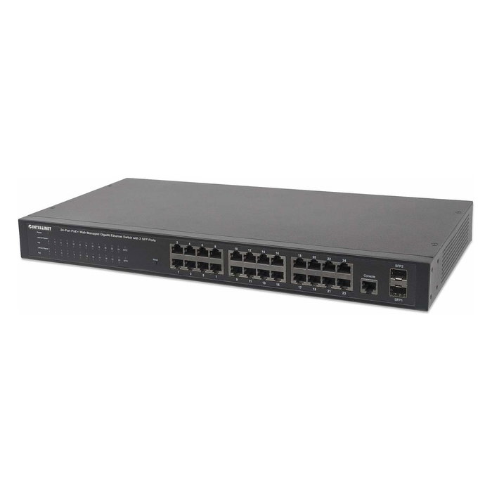 Intellinet Switch Web-Managed Gigabit Ethernet 24 Puertos PoE+ (IEEE 802.3at/af) con 2 Puertos SFP, Capacidad de Conmutación 52 Gbit/s, Montaje en Rack Intellinet Switch Web-Managed Gigabit Ethernet 24 Puertos PoE+ (IEEE 802.3at/af) con 2 Puertos SFP, Capacidad de Conmutación 52 Gbit/s, Montaje en Rack