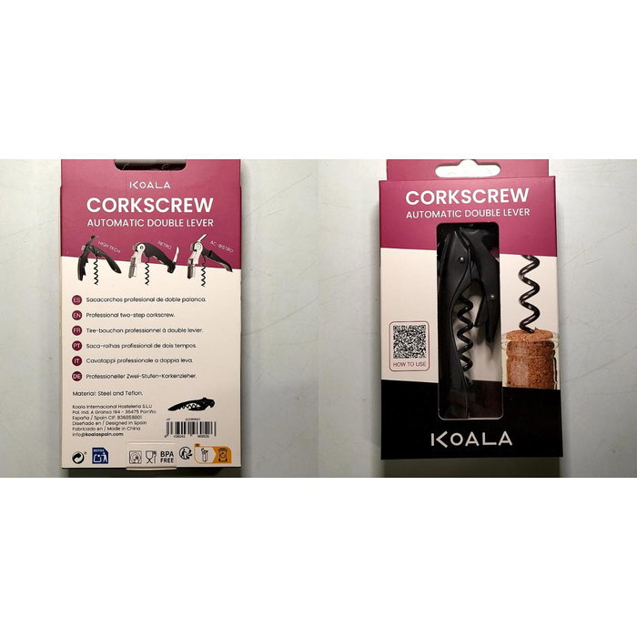 Koala Sacacorchos Acero Hightech Deluxe Negro