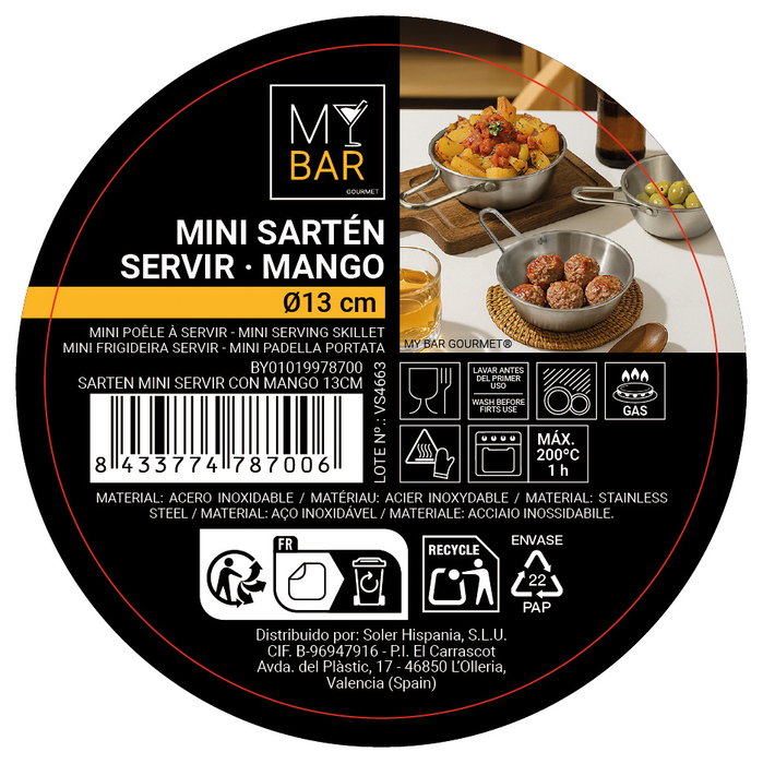 Inde My Bar Sarten Mini Servir Con Mango 14 cm (24 Unidades) Inde My Bar Sarten Mini Servir Con Mango 14 cm (24 Unidades)