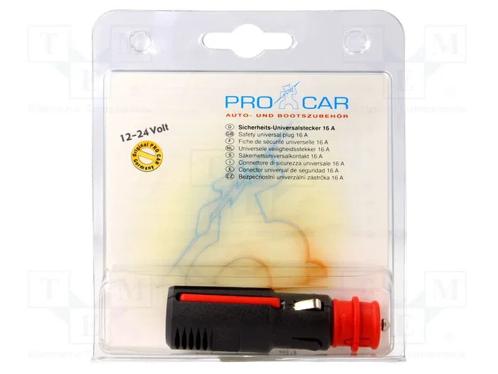 PRO CAR Enchufe de mechero de coche con borna de tornillo 16A