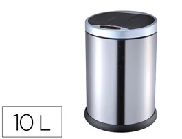 Q-connect Papelera con Sensor Automático de Metal, Cromada, Capacidad 10 Litros