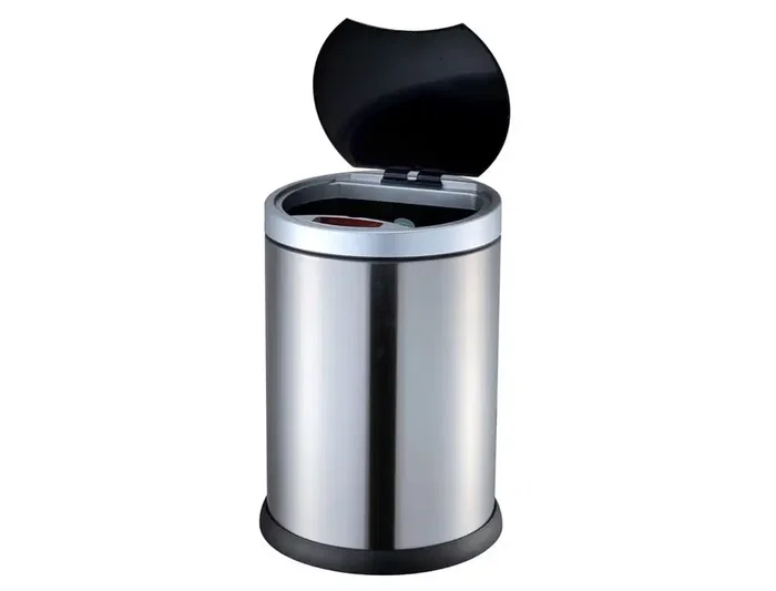 Q-connect Papelera con Sensor Automático de Metal, Cromada, Capacidad 10 Litros
