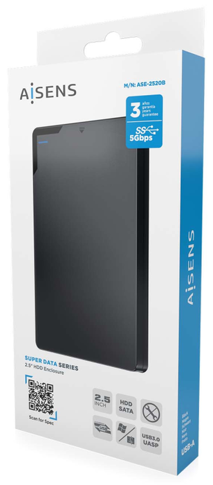 AISENS Caja Externa para Disco Duro 2.5 SATA USB 3.1 Gen 1 Negra ASE-2520B AISENS Caja Externa para Disco Duro 2.5 SATA USB 3.1 Gen 1 Negra ASE-2520B