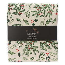 Decoris Mantel de Algodón Navidad Muérdago 140 x 180 cm