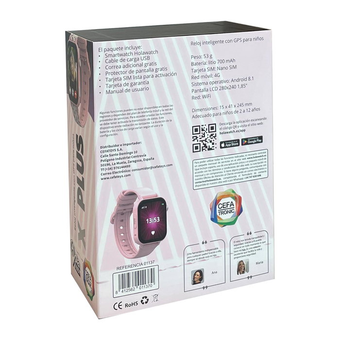 Cefa Reloj Inteligente Holawatch X Plus Pink Android Rosa