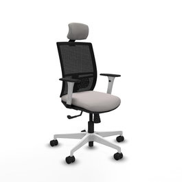 PIQUERAS Y CRESPO Silla de oficina Yunquera con mecanismo Sincro, Blanco y Negro