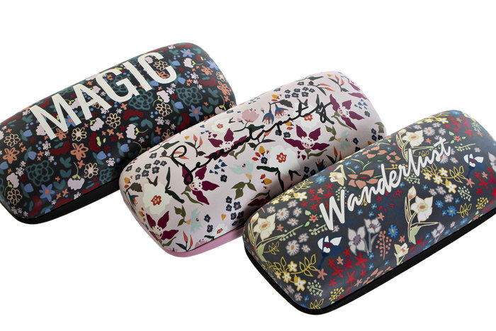 DKD Home Decor Funda para Gafas PU y Metal Surtido de 3 Colores SLOGAN