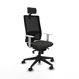 PIQUERAS Y CRESPO Silla de oficina Horna con mecanismo Sincro, Negro con reposabrazos blancos