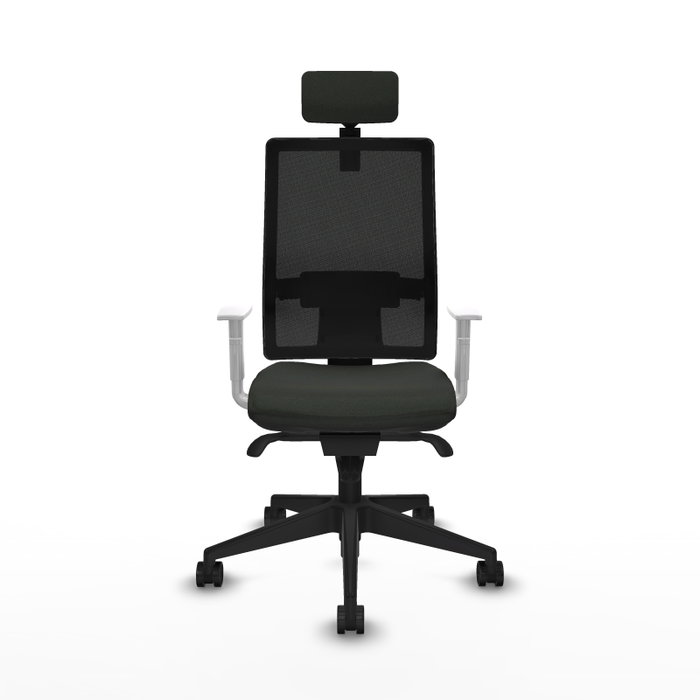 PIQUERAS Y CRESPO Silla de oficina Horna con mecanismo Sincro, Negro con reposabrazos blancos PIQUERAS Y CRESPO Silla de oficina Horna con mecanismo Sincro, Negro con reposabrazos blancos