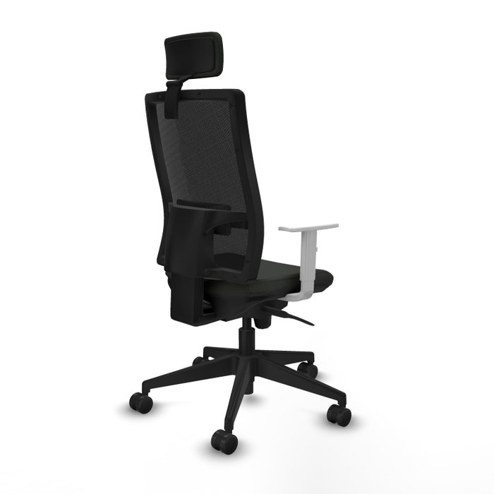 PIQUERAS Y CRESPO Silla de oficina Horna con mecanismo Sincro, Negro con reposabrazos blancos PIQUERAS Y CRESPO Silla de oficina Horna con mecanismo Sincro, Negro con reposabrazos blancos
