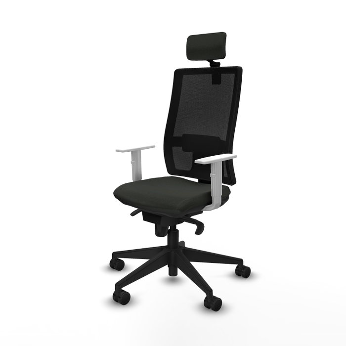 PIQUERAS Y CRESPO Silla de oficina Horna con mecanismo Sincro, Negro con reposabrazos blancos PIQUERAS Y CRESPO Silla de oficina Horna con mecanismo Sincro, Negro con reposabrazos blancos