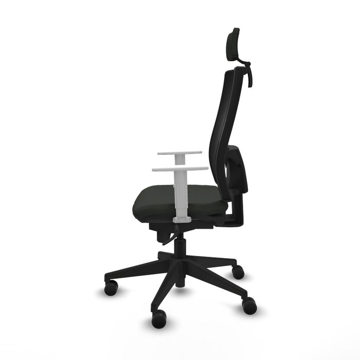PIQUERAS Y CRESPO Silla de oficina Horna con mecanismo Sincro, Negro con reposabrazos blancos PIQUERAS Y CRESPO Silla de oficina Horna con mecanismo Sincro, Negro con reposabrazos blancos