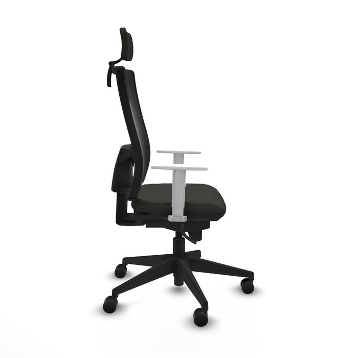 PIQUERAS Y CRESPO Silla de oficina Horna con mecanismo Sincro, Negro con reposabrazos blancos PIQUERAS Y CRESPO Silla de oficina Horna con mecanismo Sincro, Negro con reposabrazos blancos