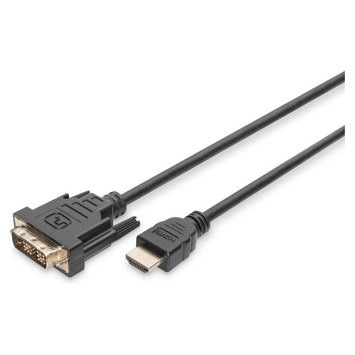 Digitus HDMI-Kabel A->DVI(18+1) St/St 2.0m schwarz FullHD | Cable HDMI a DVI de 2 metros, Negro Digitus HDMI-Kabel A->DVI(18+1) St/St 2.0m schwarz FullHD | Cable HDMI a DVI de 2 metros, Negro