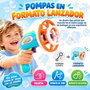 JugaToys Pistola lanzador de pompas con botella de líquido