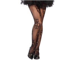 Atosa Medias de Rejilla Negras con Calaveras Caladas para Disfraz de Catrina