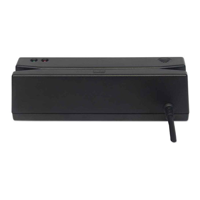 Manhattan Lector de Tarjetas de Banda Magnética USB, Triple Pista, Decodificador Teclado, Cable 1.5 m Negro, 130 mA, 5V, 390g, 43x150x43 mm, CE/FCC