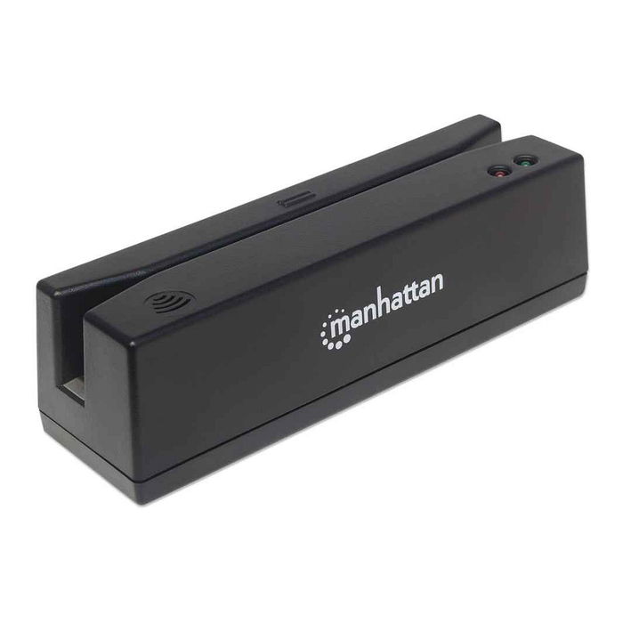 Manhattan Lector de Tarjetas de Banda Magnética USB, Triple Pista, Decodificador Teclado, Cable 1.5 m Negro, 130 mA, 5V, 390g, 43x150x43 mm, CE/FCC