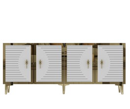 Hanah Home Consola 180 Blanco y Dorado 180 cm (An) x 75 cm (Al) x 32 cm (Pr)