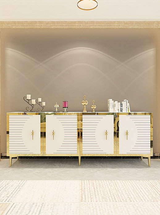 Hanah Home Consola 180 Blanco y Dorado 180 cm (An) x 75 cm (Al) x 32 cm (Pr)