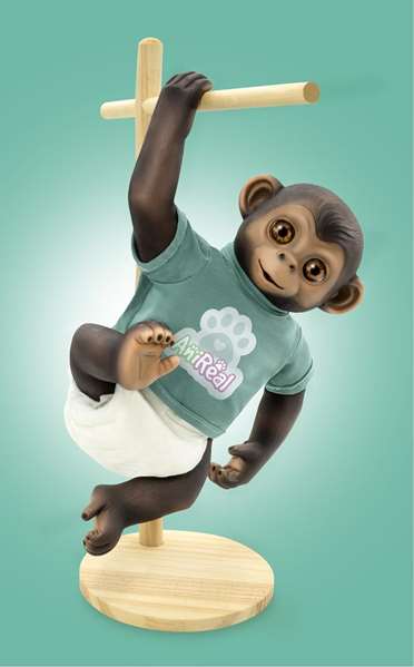 Berjuan Mono Anireal 35 cm - Peluche para niños a partir de 3 años, suave y sin pilas