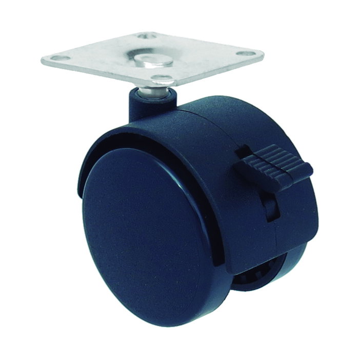Rueda de Mobiliario ERICA 50mm Negra con Placa de Freno Rueda de Mobiliario ERICA 50mm Negra con Placa de Freno