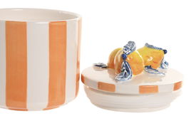 DKD Home Decor Limones 25 Bote Mediterraneo Naranja Amarillo Gres 10.2 x 12.5 x 10.2 cm (4 Unidades)