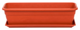 Jardinera rectangular de polipropileno color terracota 60 cm con plato