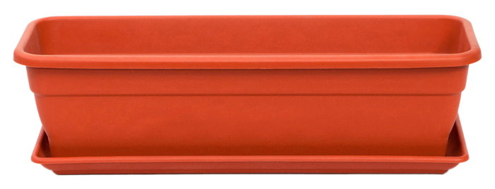 Jardinera rectangular de polipropileno color terracota 60 cm con plato Jardinera rectangular de polipropileno color terracota 60 cm con plato