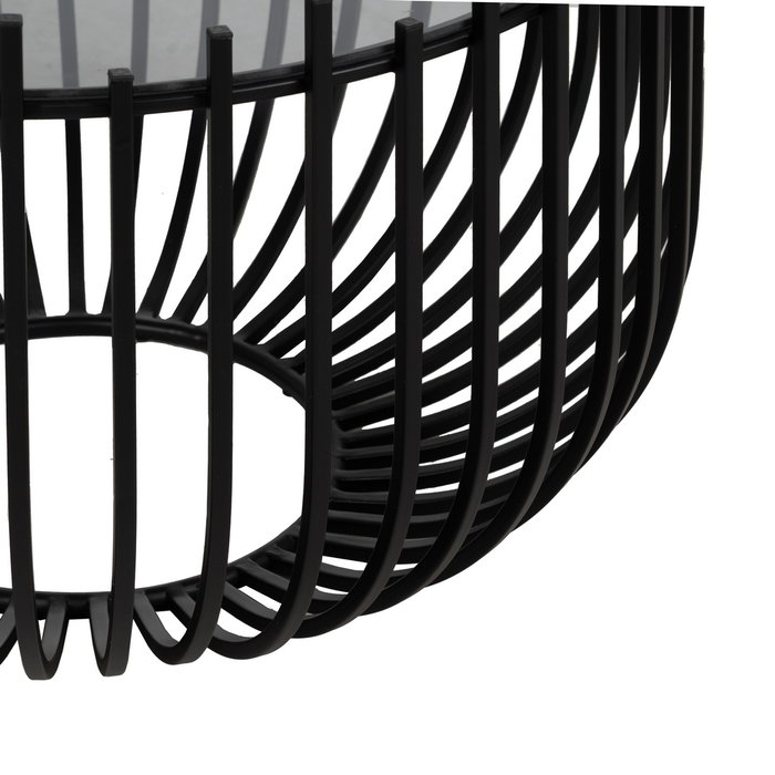 S/2 Mesa Centro Negro Metal-Cristal 68 X 68 X 45 cm